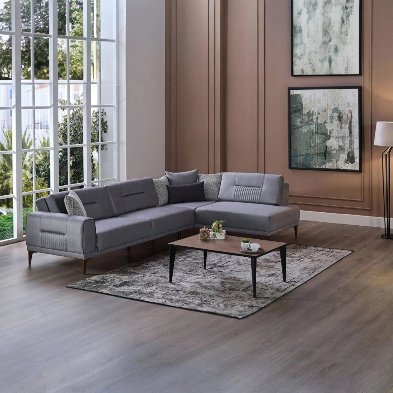Seul L Shape Sleeper Sectional (Palma Grey) - Image 3