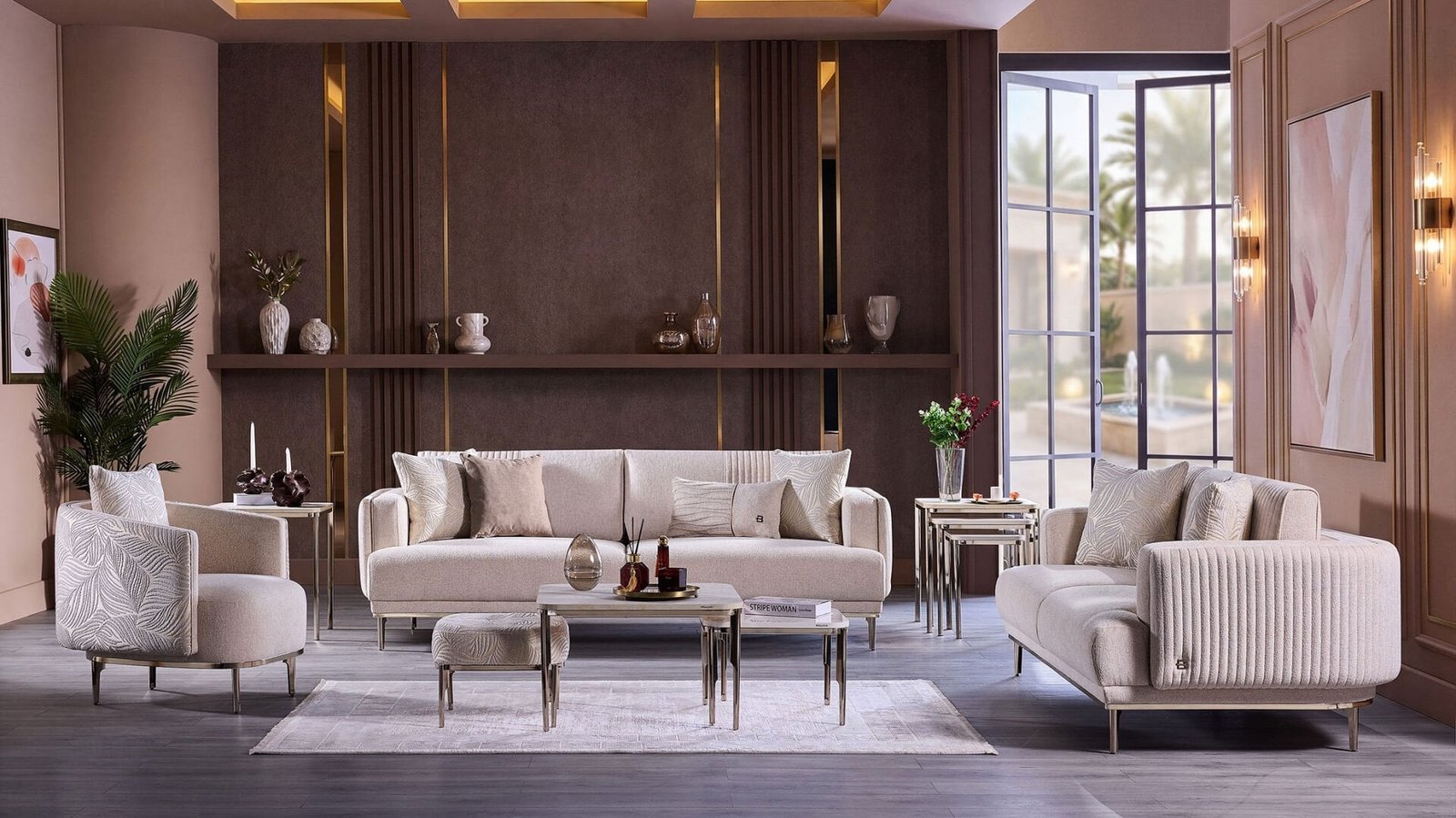 MARIETTA Living Room Set (Linka Beige) - Image 2