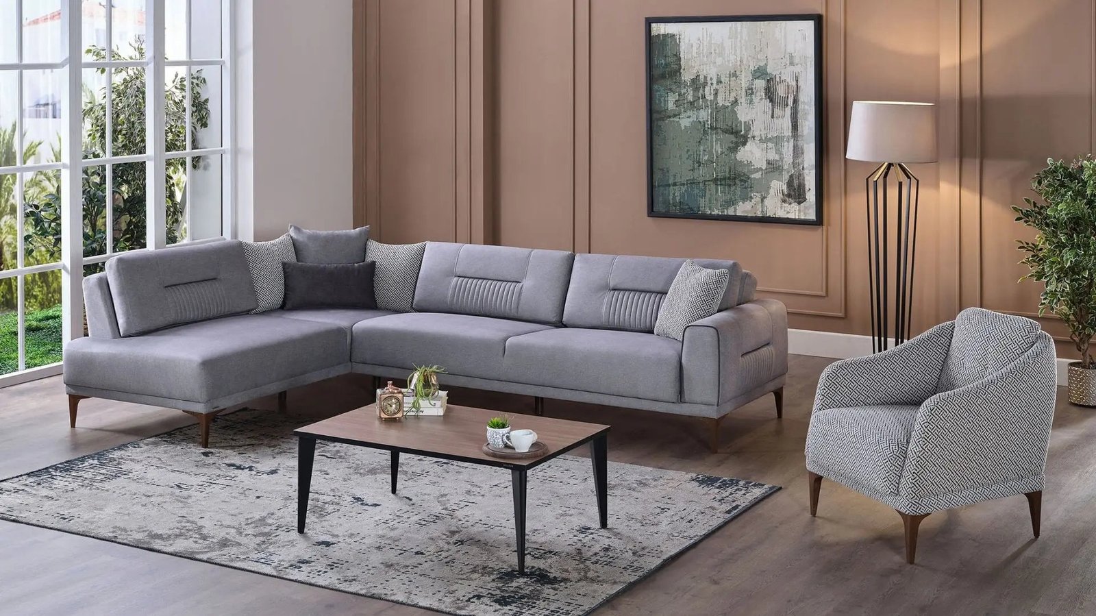 Seul L Shape Sleeper Sectional (Palma Grey) - Image 4