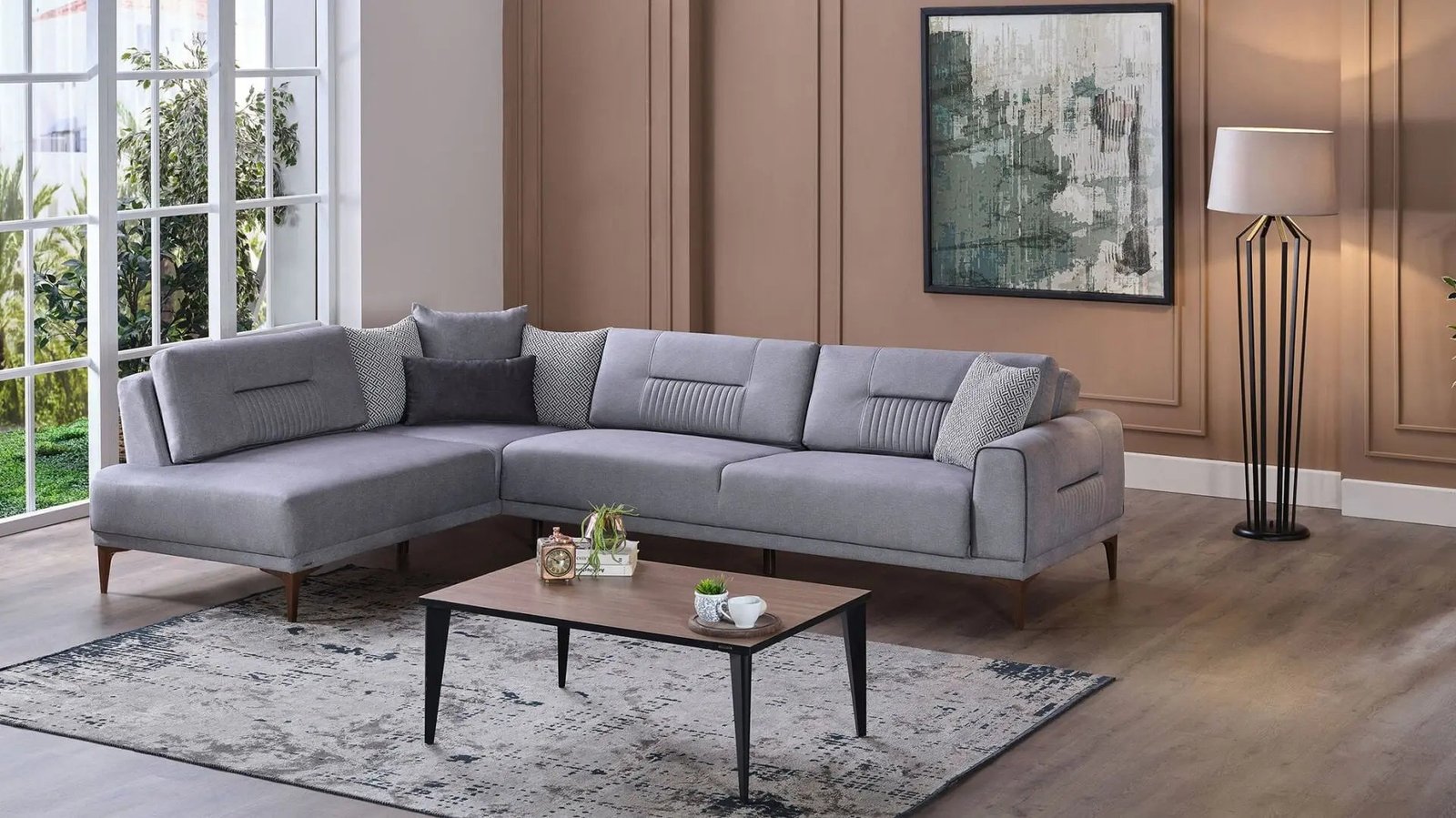 Seul L Shape Sleeper Sectional (Palma Grey) - Image 5